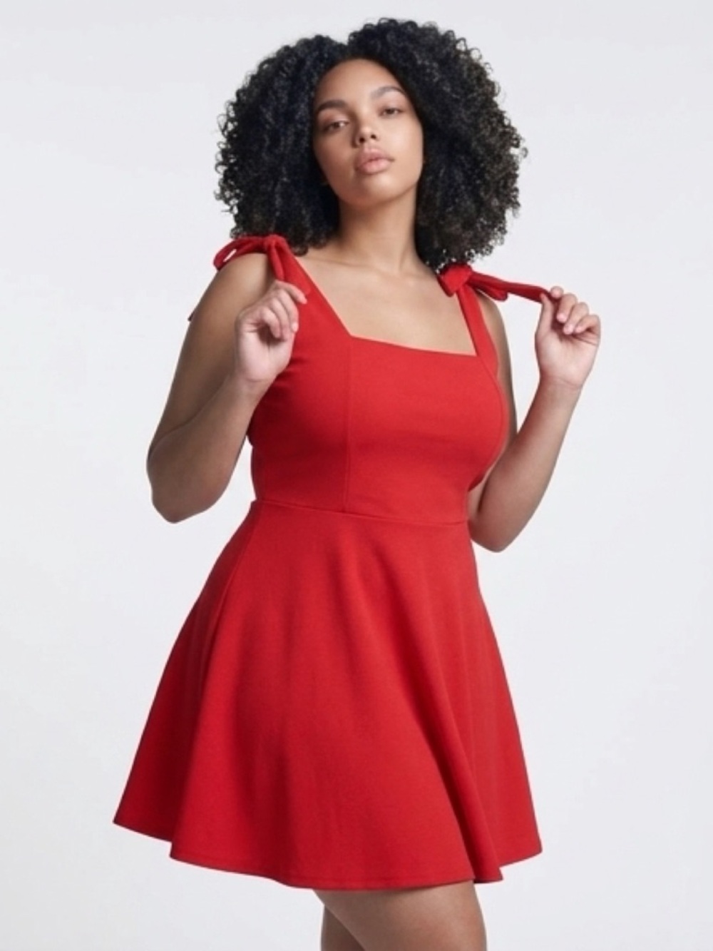 Mi Ami Red Tie Shoulder Skater Dress w/ Pockets Women’s Small